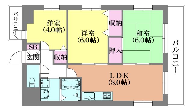 神戸市垂水区東垂水のマンションの間取り