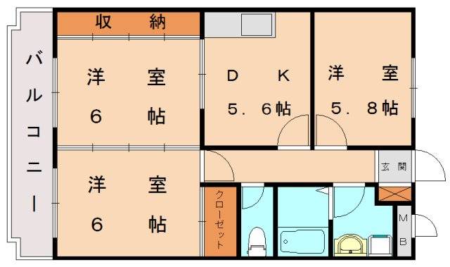 福岡市東区三苫のアパートの間取り