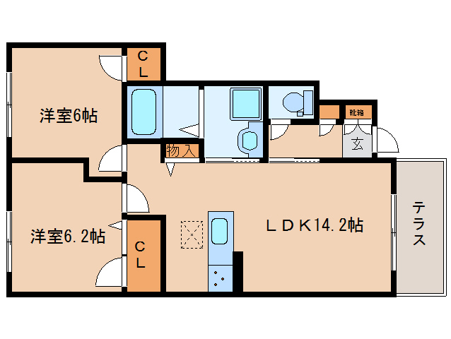 【葛城市北花内のアパートの間取り】