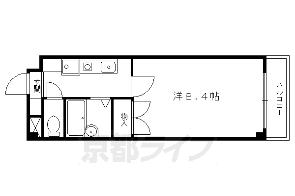 京都市左京区田中南西浦町のマンションの間取り