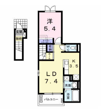 郡山市田村町徳定のアパートの間取り