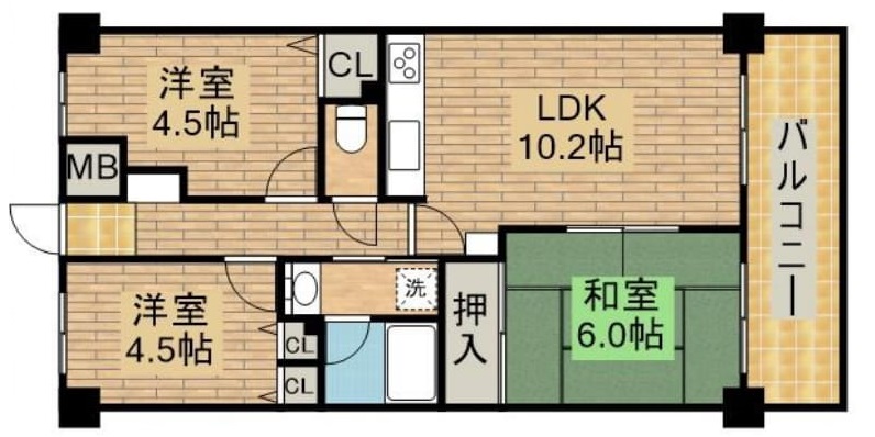 八尾市高美町のマンションの間取り