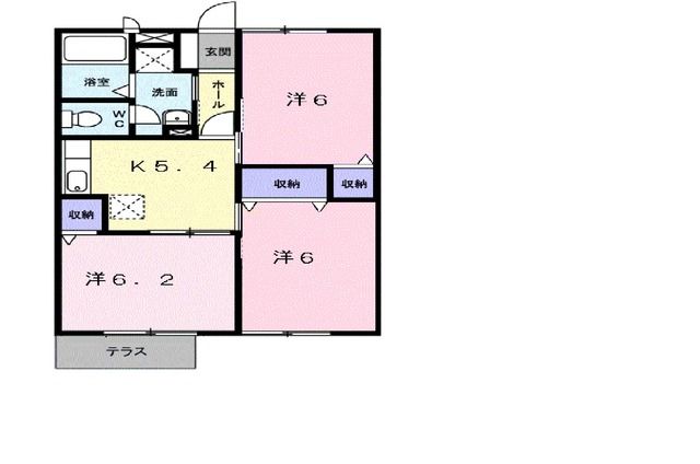 木津川市加茂町大野のアパートの間取り