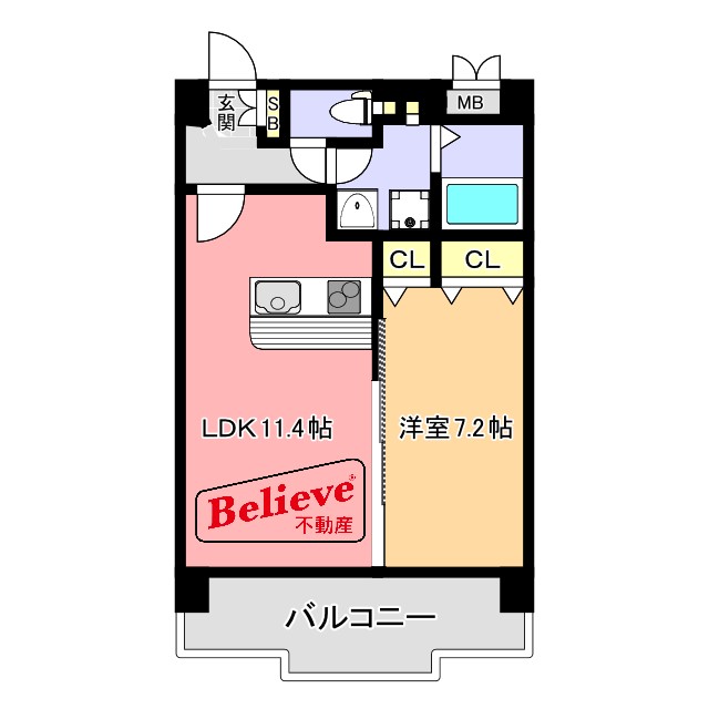 久留米市日ノ出町のマンションの間取り