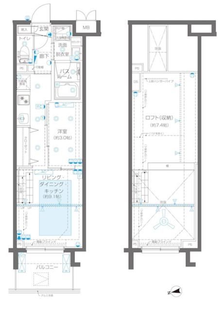 新宿区新宿のマンションの間取り