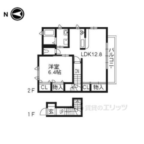 京都市右京区梅津中村町のアパートの間取り