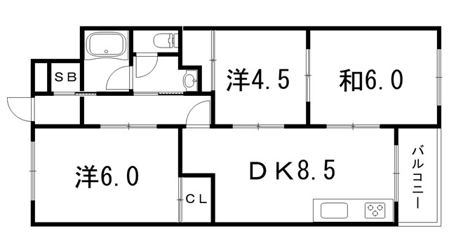 神戸市兵庫区菊水町のマンションの間取り