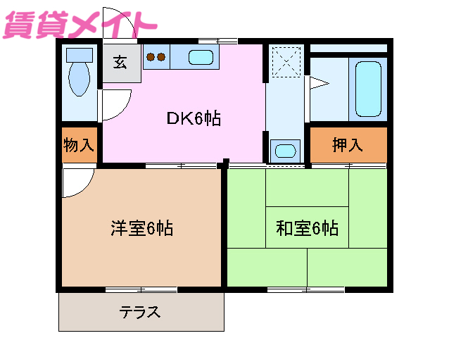 鈴鹿市南堀江のアパートの間取り