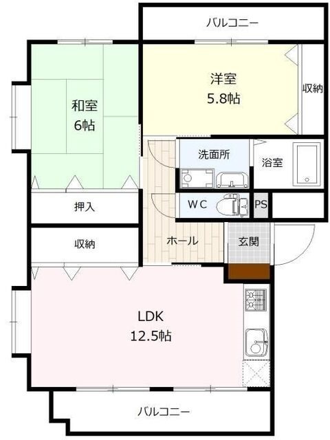 松山市南江戸のマンションの間取り