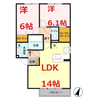 南足柄市竹松のアパートの間取り