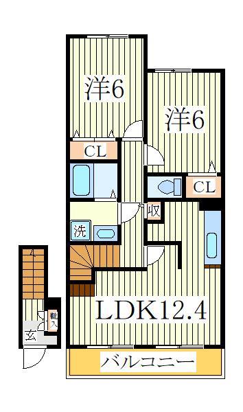 【白井市根のアパートの間取り】