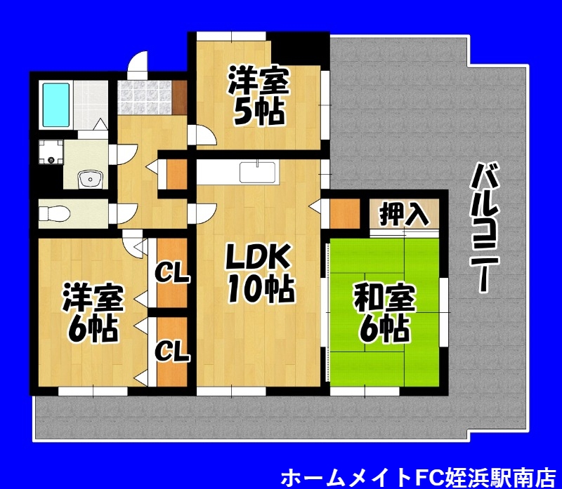 福岡市早良区室見のマンションの間取り