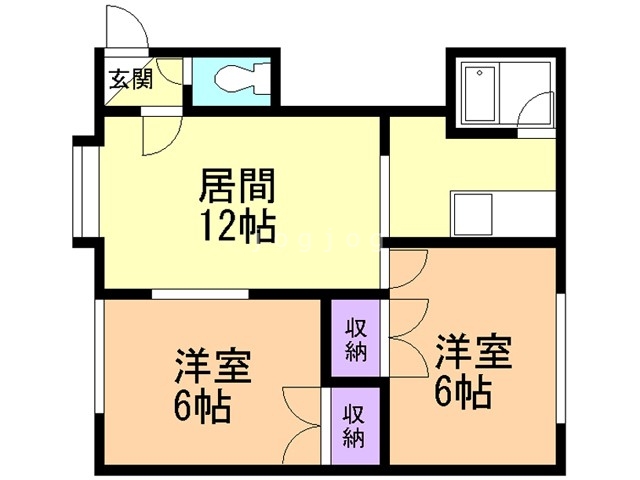 札幌市西区宮の沢三条のアパートの間取り