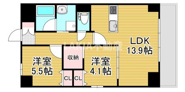 大阪市生野区勝山北のマンションの間取り