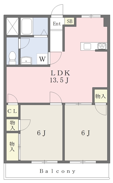 松山市余戸東のマンションの間取り