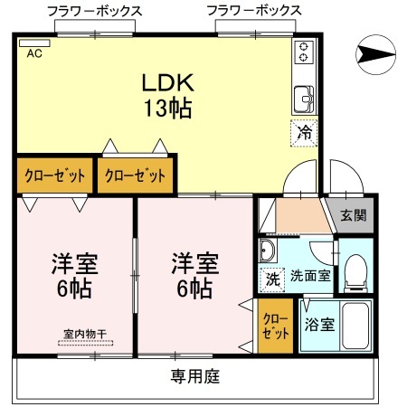 古川南ハイツ　Ａ棟の間取り