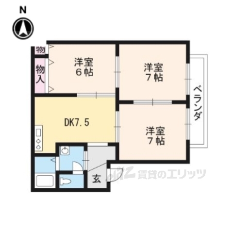 【京都市伏見区醍醐御陵東裏町のアパートの間取り】