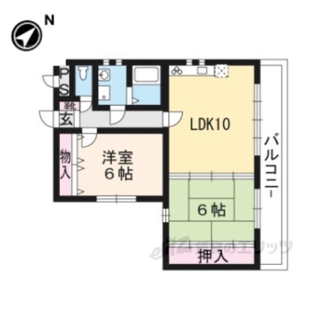 京都市北区鷹峯藤林町のマンションの間取り