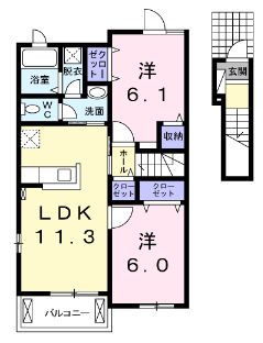 福山市駅家町大字近田のアパートの間取り