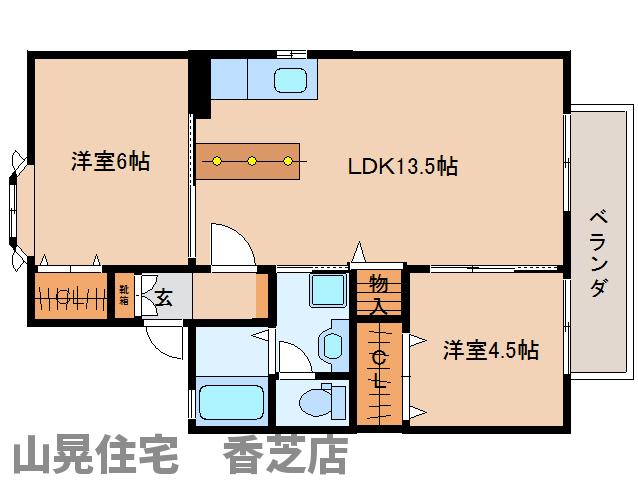 北葛城郡広陵町馬見中のアパートの間取り