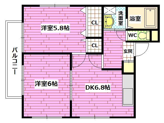 安芸郡熊野町川角のアパートの間取り