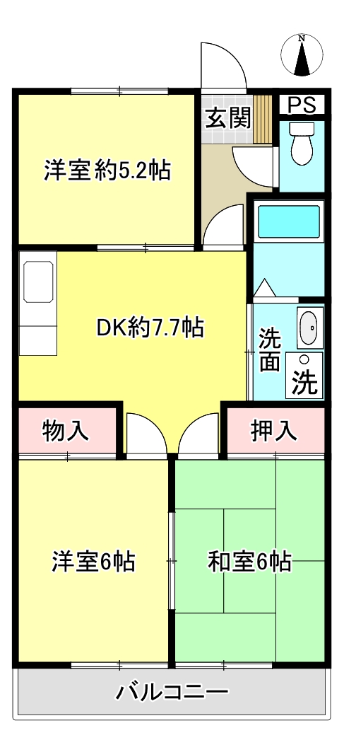 第6桜コーポの間取り