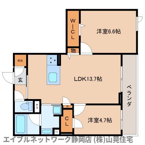 静岡市葵区沓谷のマンションの間取り