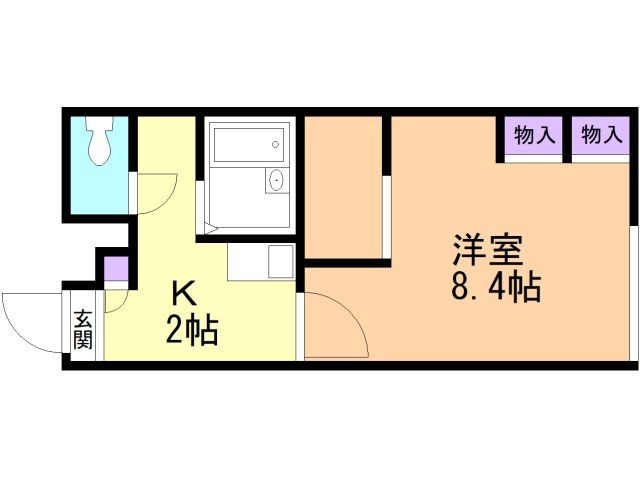 函館市上湯川町のアパートの間取り