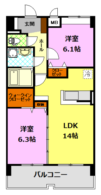 古河市旭町のマンションの間取り