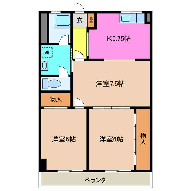 四日市市富田浜町のマンションの間取り