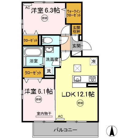 メゾン勝賀　A棟の間取り