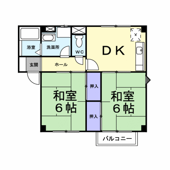 廿日市市上の浜のアパートの間取り