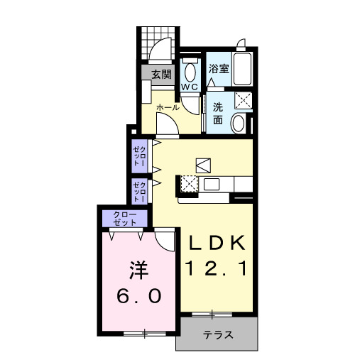 柳井市伊保庄のアパートの間取り