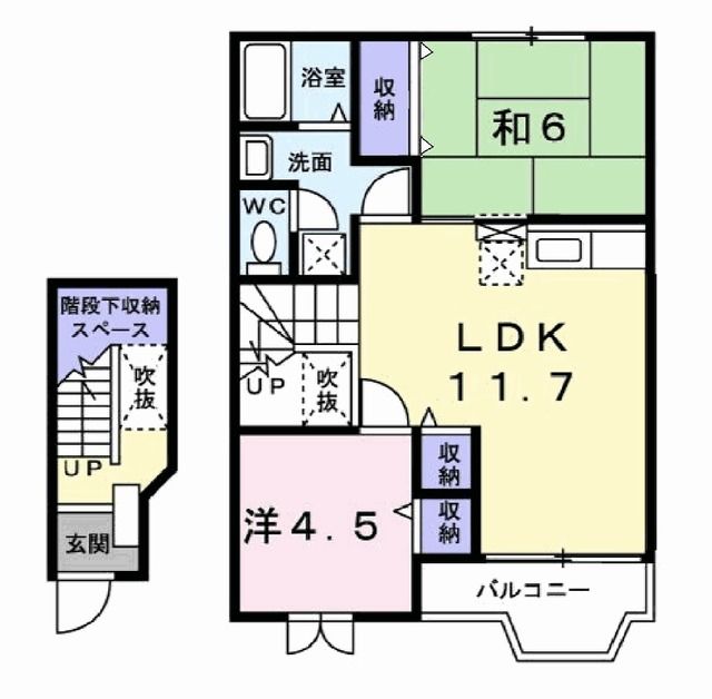 郡山市安積町長久保のアパートの間取り