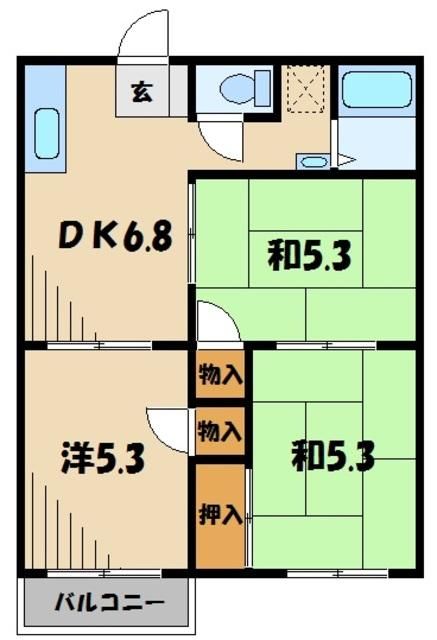 川越市石原町のアパートの間取り