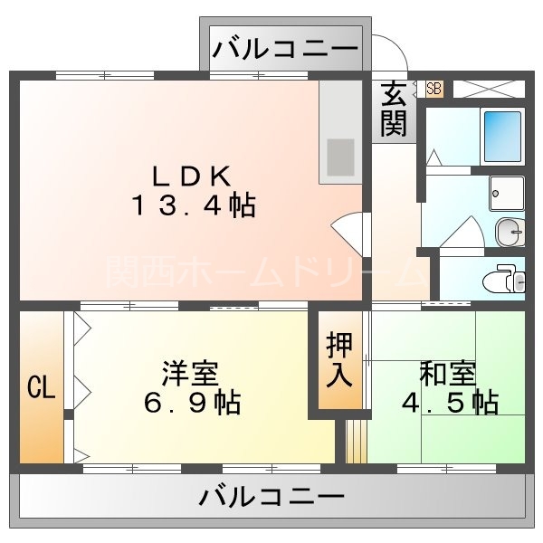 門真市古川町のマンションの間取り