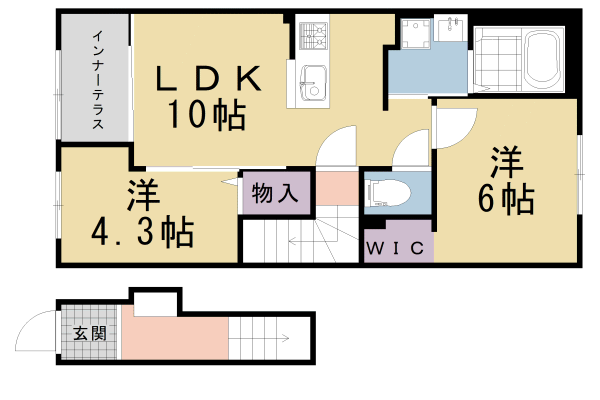 京都市北区西賀茂北川上町のアパートの間取り