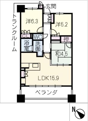 サンマンション山の手ヒルズ 604号室の間取り