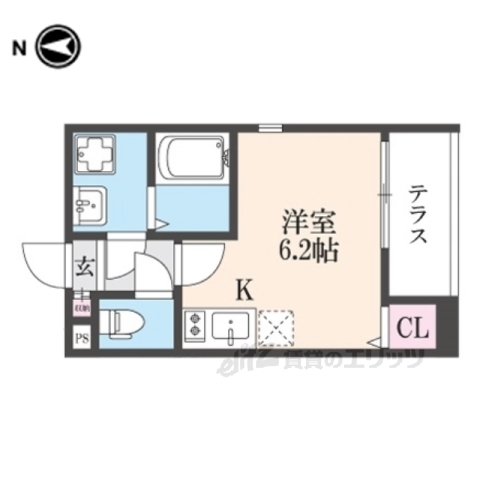 京都市東山区福稲上高松町のアパートの間取り