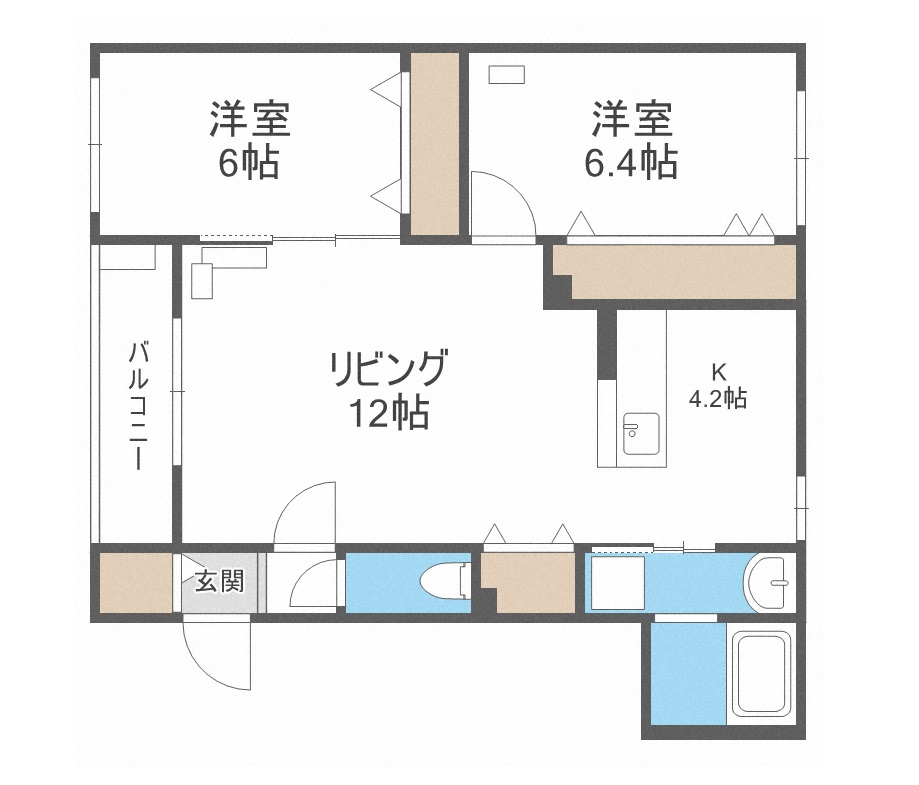 札幌市西区宮の沢二条のマンションの間取り