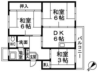 東加古川ファミリーマンション１０２号棟の間取り