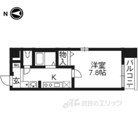 京都市山科区安朱北屋敷町のマンションの間取り