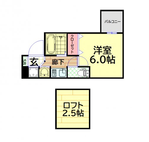 大阪市西区土佐堀のマンションの間取り