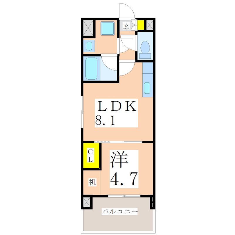 鹿児島市加治屋町のマンションの間取り