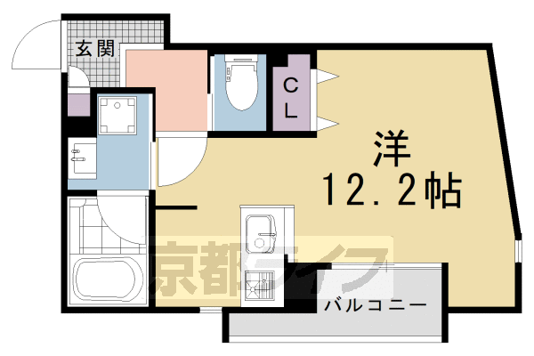 【京都市左京区吉田中阿達町のマンションの間取り】