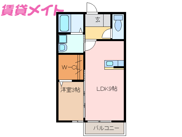 【津市高茶屋小森町のアパートの間取り】