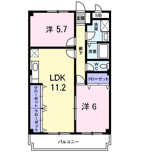 橿原市雲梯町のマンションの間取り