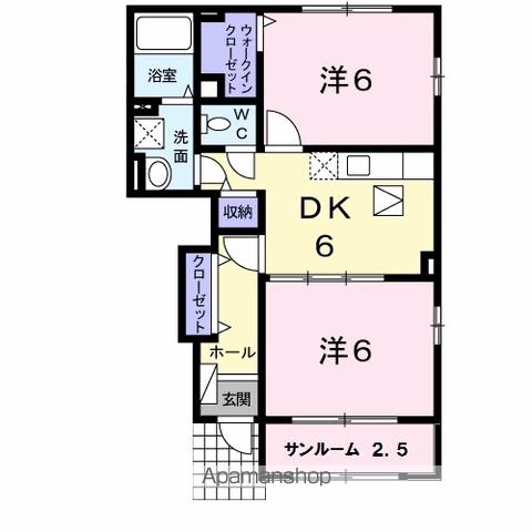 ＪＲ山陽本線 岡山駅 バス乗車時間：30分 最寄りバス停で下車 徒歩6分 2階建 築7年の間取り写真