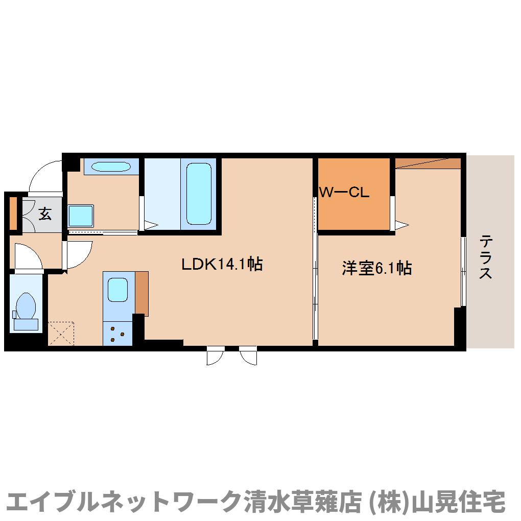 静岡市清水区七ツ新屋のアパートの間取り