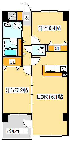 ハイライズ鈎取の間取り